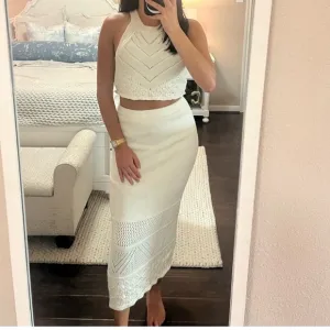 House of Harlow 1960  2 Piece Set Crochet/Knit Crop Top with a matching skirt