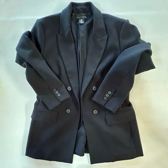 House of Harlow 1960 Black Open Front Boyfriend Blazer (L)