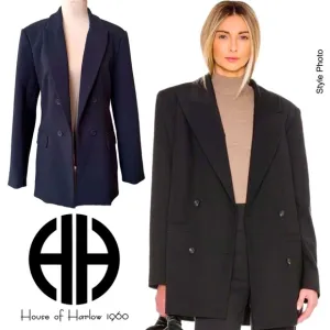 House of Harlow 1960 Black Open Front Boyfriend Blazer (L)