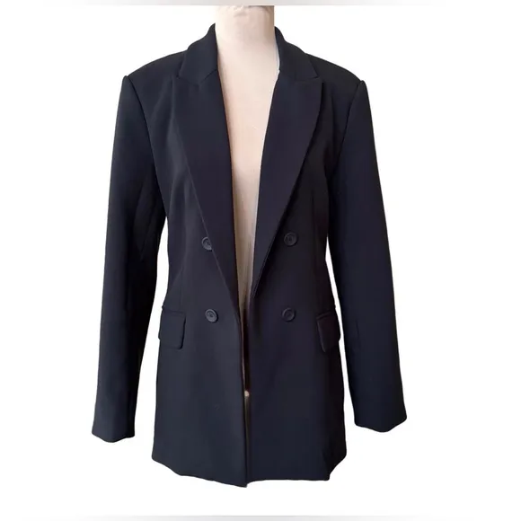 House of Harlow 1960 Black Open Front Boyfriend Blazer (L)