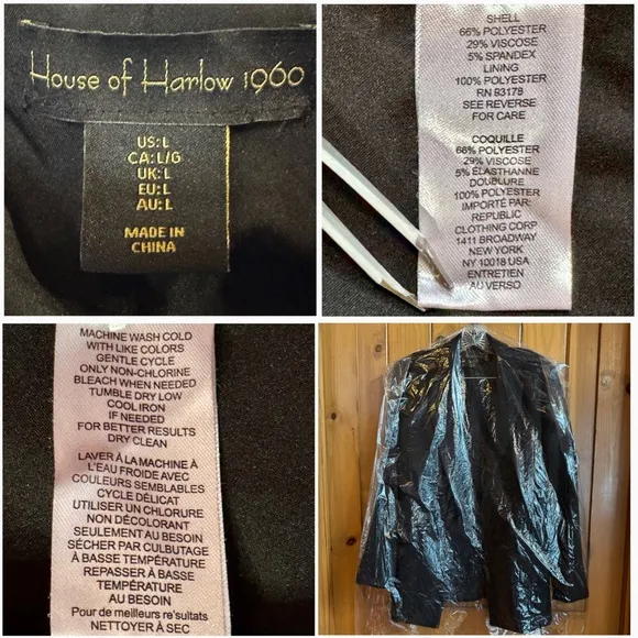 House of Harlow 1960 Black Open Front Boyfriend Blazer (L)