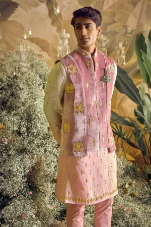 HUGO - IVORY AND ROSE PINK VEST JACKET SET
