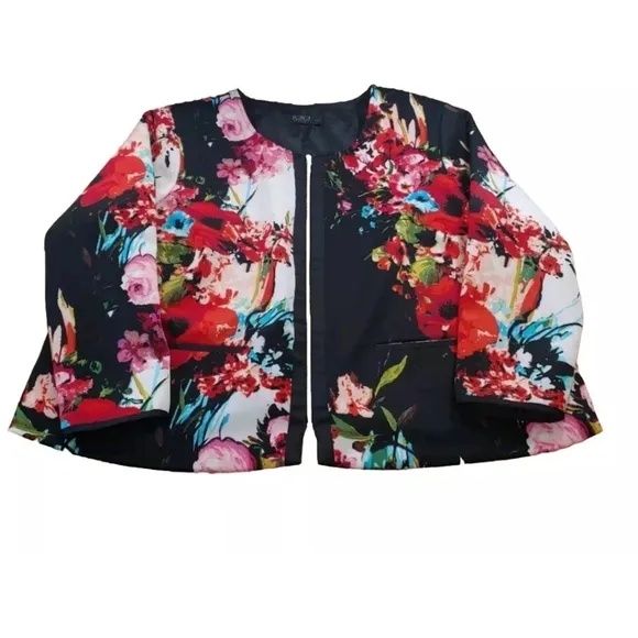 Igigi Yuliya Raquel Tahitian Blazer Jacket Woman Plus 26W 28W 4X 5X Floral Zip