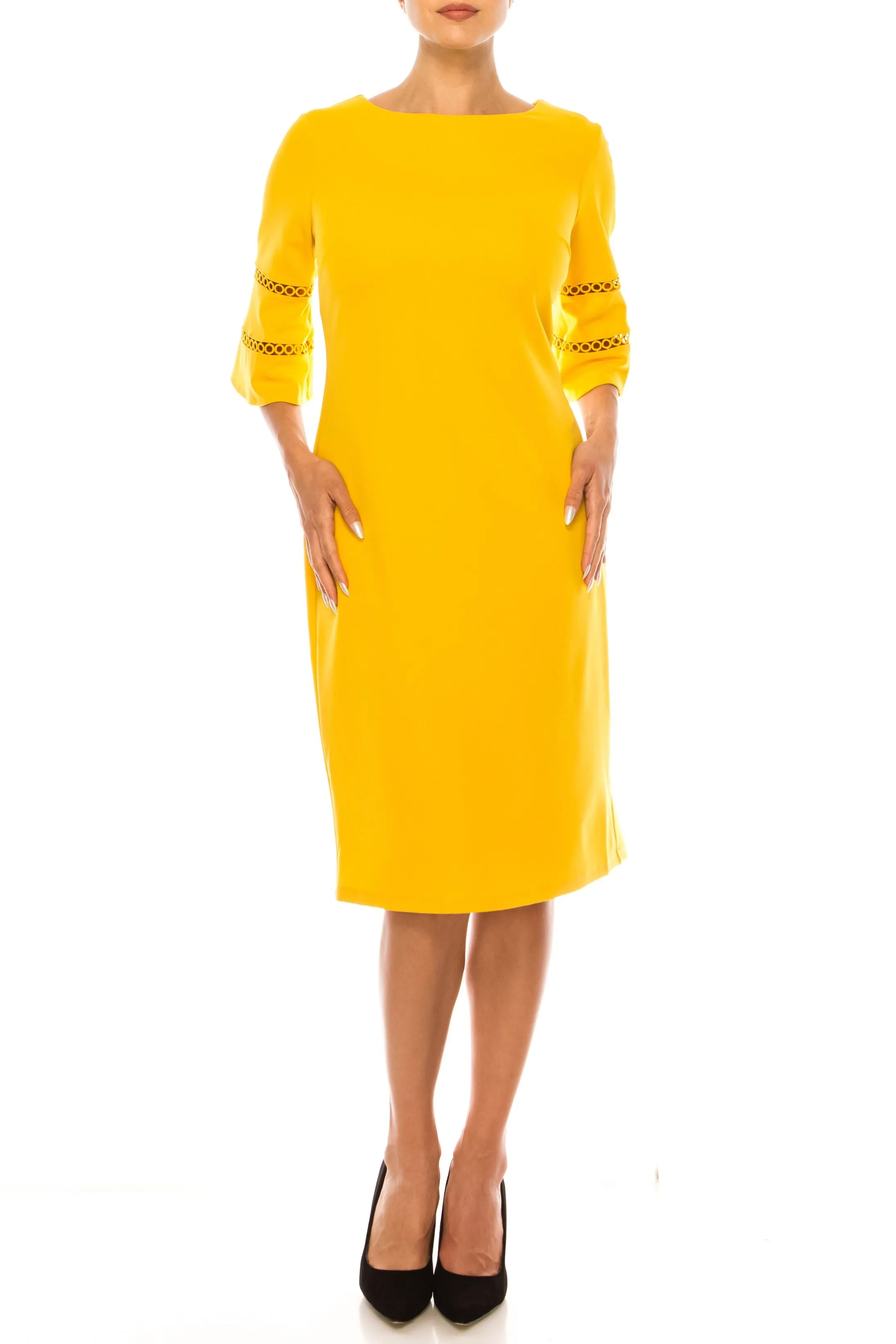 ILE Clothing SCS5901RE-M 3/4 BELL SLEEVE SHEATH DRESS