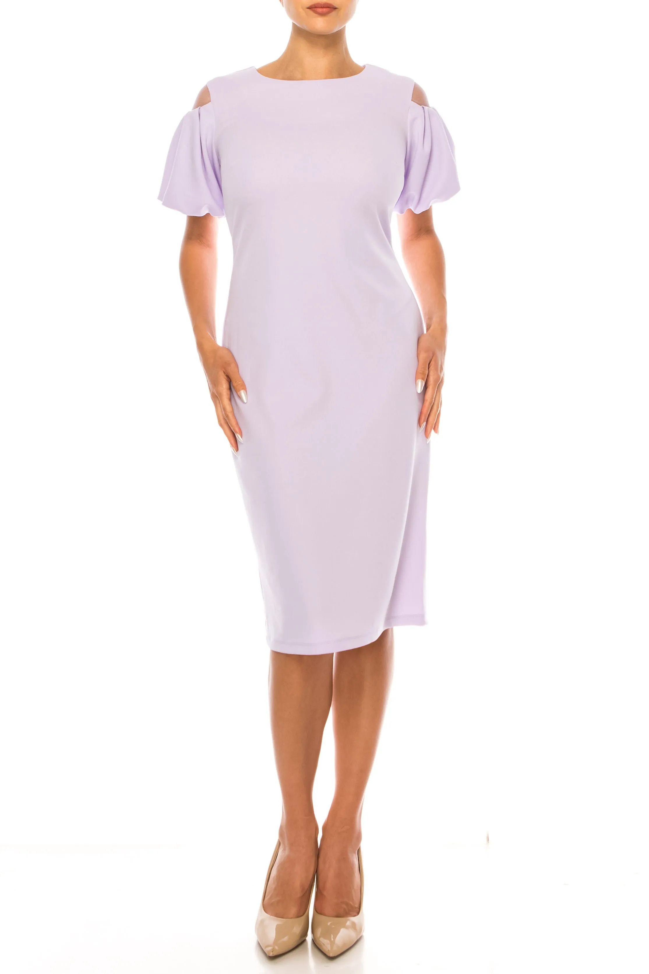 ILE SCS1383 CLOTHING PUFF SLEEVE SHEATH DRESS