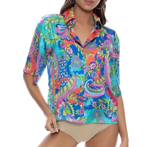 IN THE GROOVE - Short Sleeve Collared Blouse