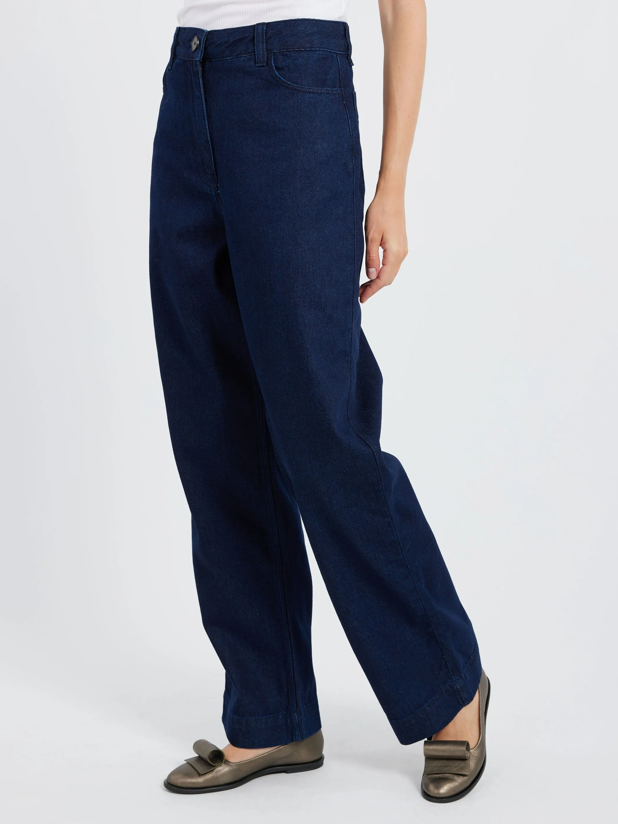 Indigo Denim Slim Leg Trousers