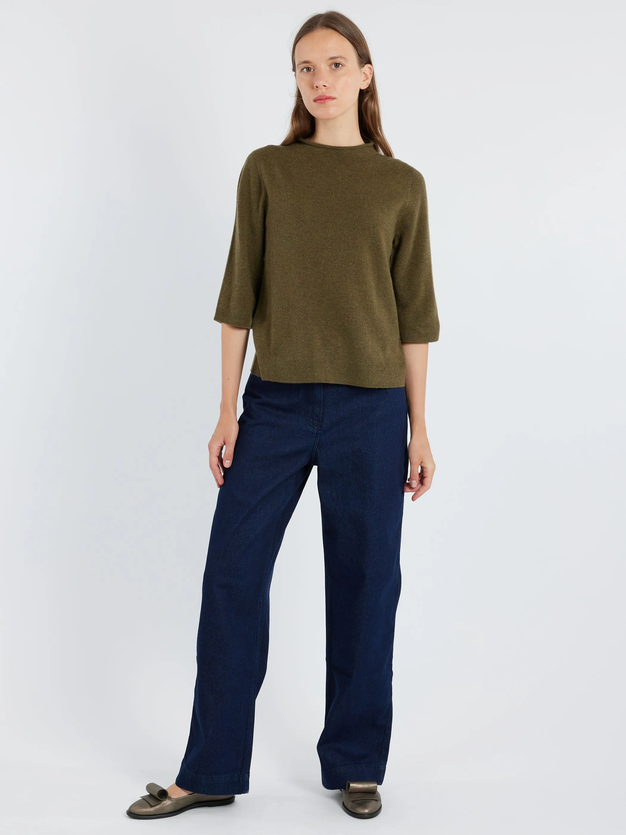 Indigo Denim Slim Leg Trousers