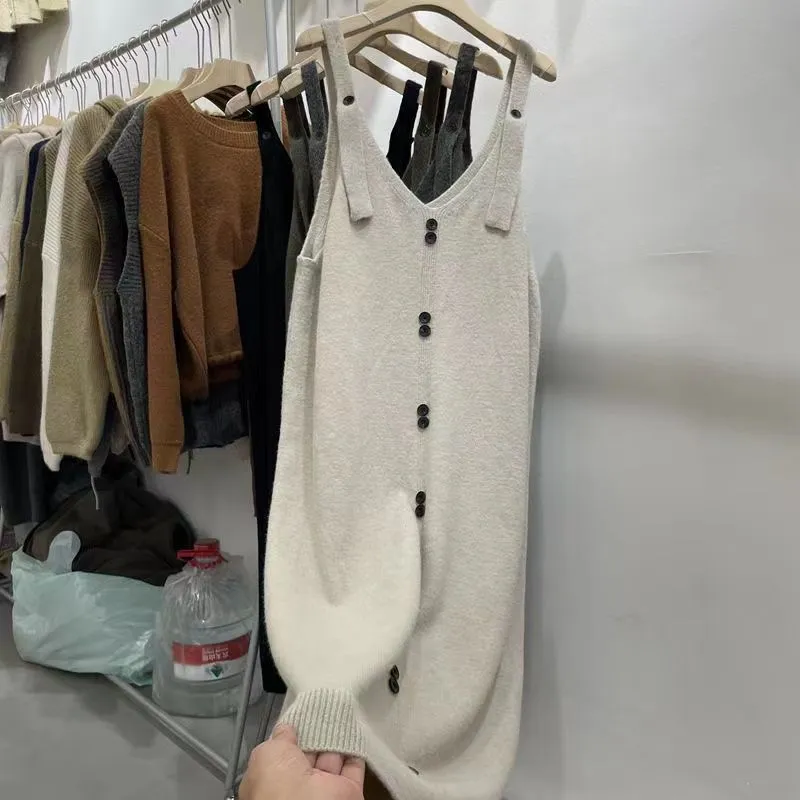 INSTOCK-Large size sweater vest dress long knee-length knitted