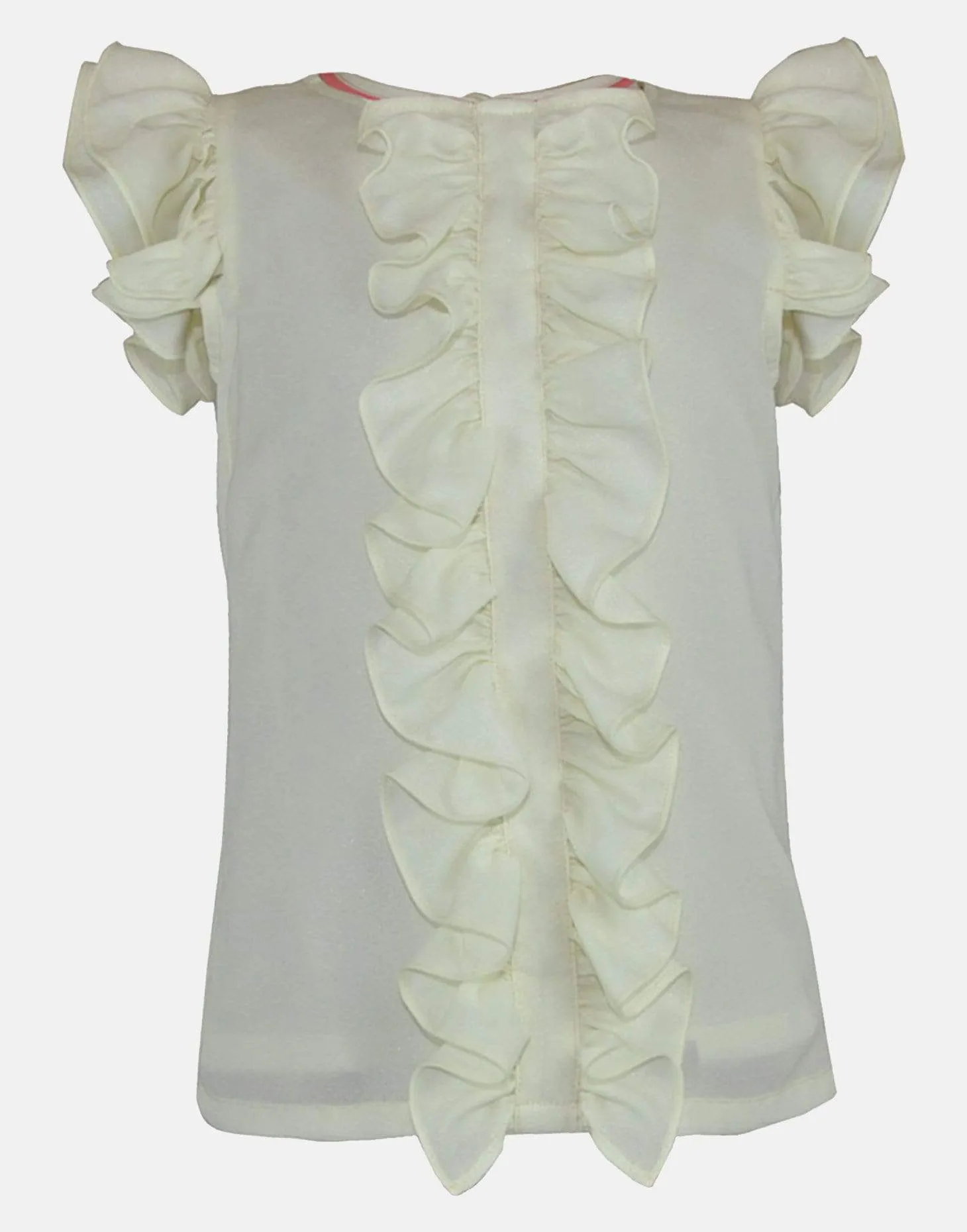 Isla: Cream shimmer ruffle blouse