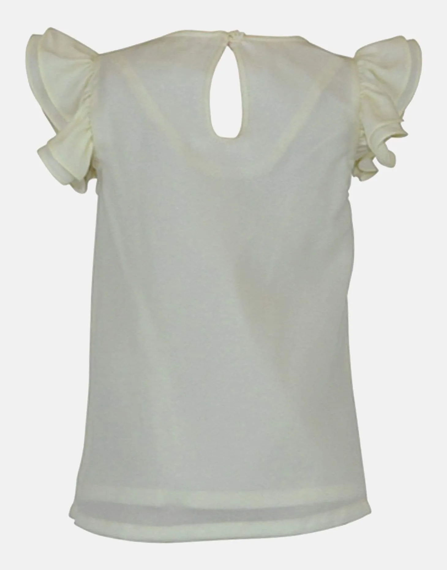 Isla: Cream shimmer ruffle blouse