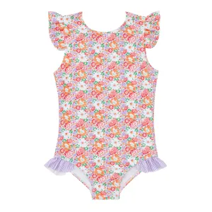 Island Blossom Ruffle Cap Sleeve Rashguard Suit