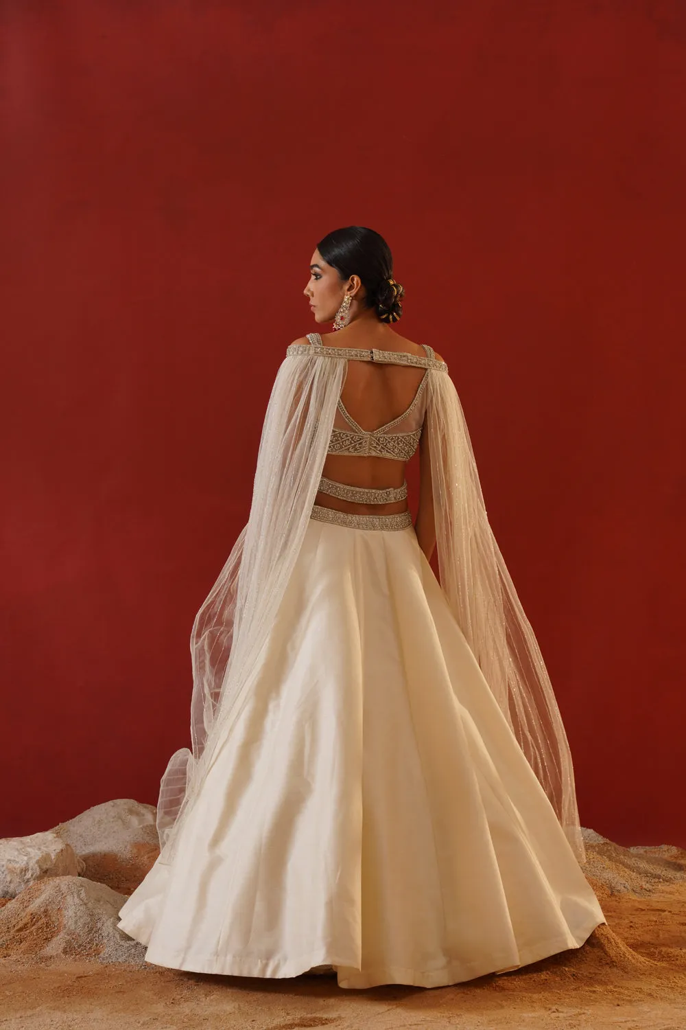 Ivory Dupion Silk Lehenga  Choli Set