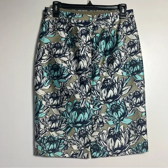 J. Crew collection silk water Lilly floral print pencil skirt