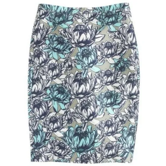 J. Crew collection silk water Lilly floral print pencil skirt