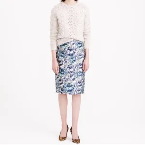 J. Crew collection silk water Lilly floral print pencil skirt