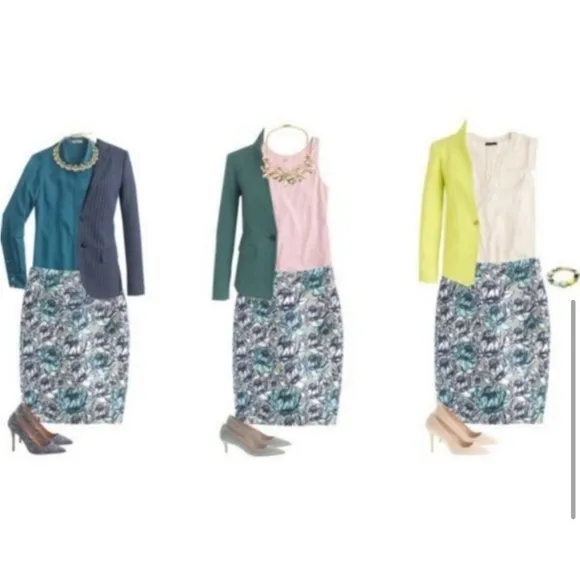 J. Crew collection silk water Lilly floral print pencil skirt