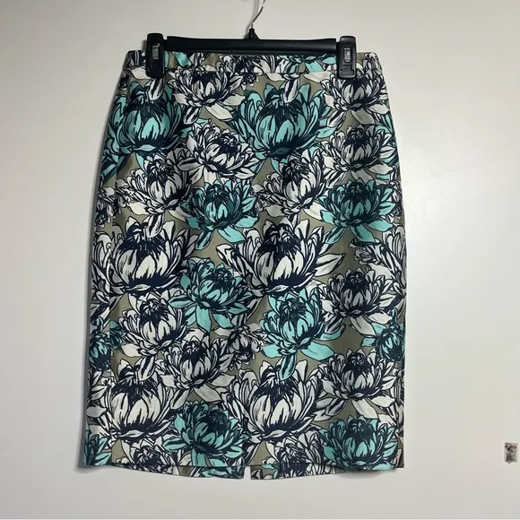 J. Crew collection silk water Lilly floral print pencil skirt
