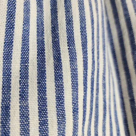 J. Crew Linen Blend Pull On Blue Stripe Knee Length A-line Skirt Size Large