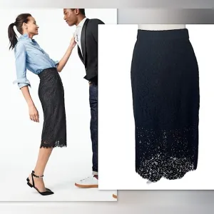 〰️J Crew No. 3 Pencil Skirt in Black lace, 12 NWT✨
