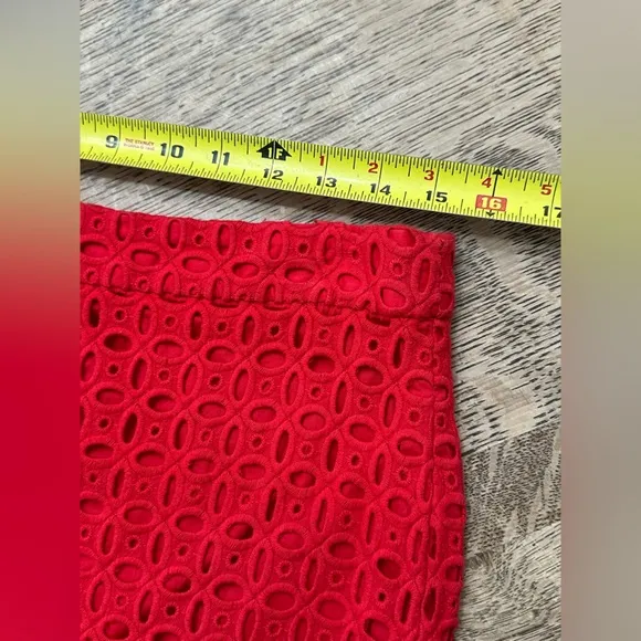 J. Crew Red No. 2 Pencil Eyelet Skirt size 8