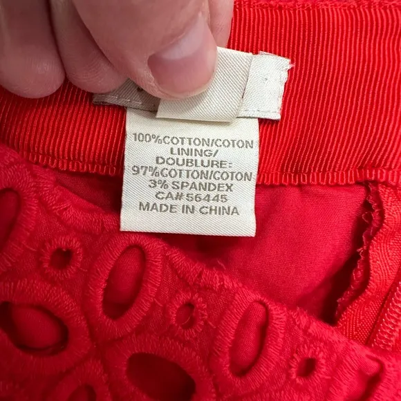 J. Crew Red No. 2 Pencil Eyelet Skirt size 8