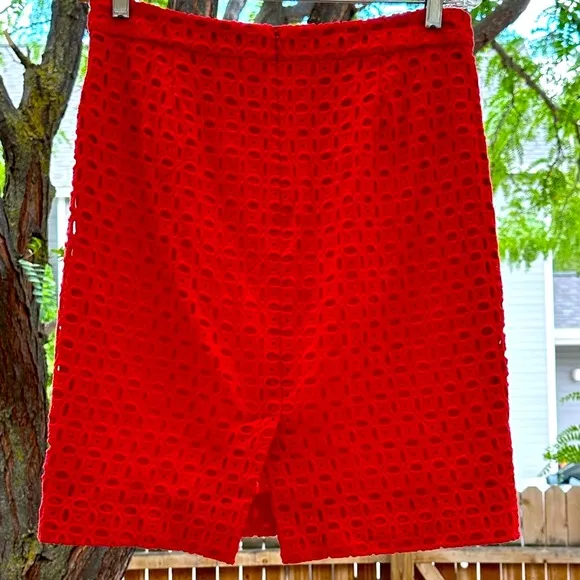 J. Crew Red No. 2 Pencil Eyelet Skirt size 8
