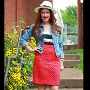 J. Crew Red No. 2 Pencil Eyelet Skirt size 8