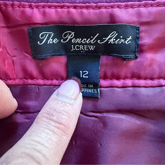 J. Crew | The Pencil Skirt Double Serge Wool Burgundy Size 12