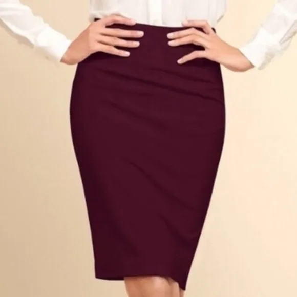 J. Crew | The Pencil Skirt Double Serge Wool Burgundy Size 12