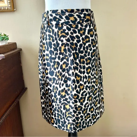 J Crew Tie Waist Belted Leopard Print Skirt Size 4