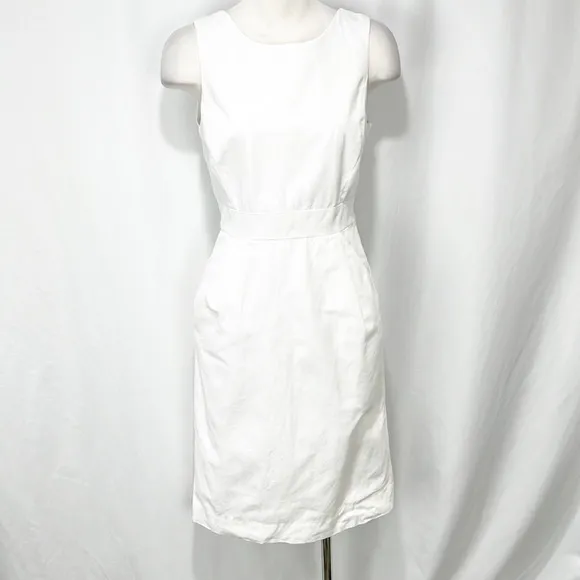 J. Crew White Back Bow Sheath Dress Size 2