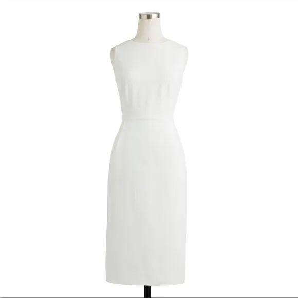 J. Crew White Back Bow Sheath Dress Size 2