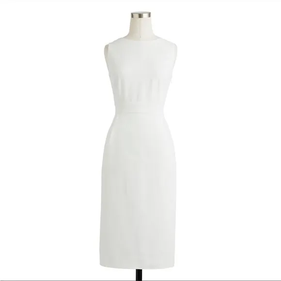J. Crew White Back Bow Sheath Dress Size 2