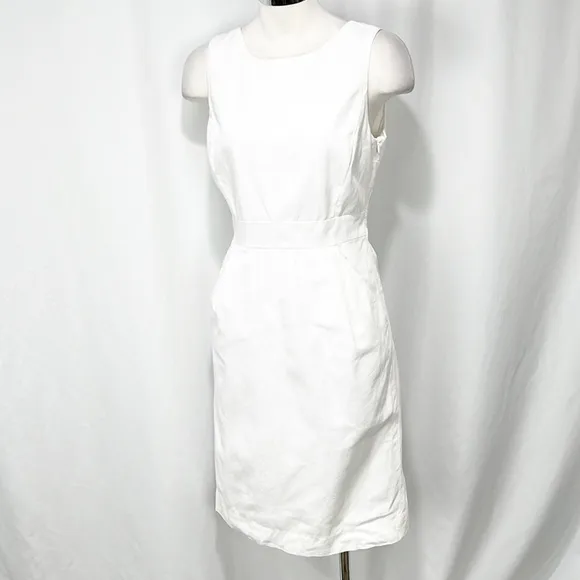 J. Crew White Back Bow Sheath Dress Size 2