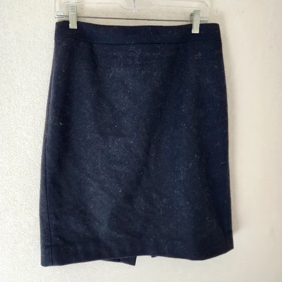 J. Crew Womens Wool Blend Classic Black Pencil Skirt Size 8