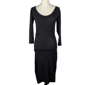 James Perse Standard ruched soft cotton blend midi dress