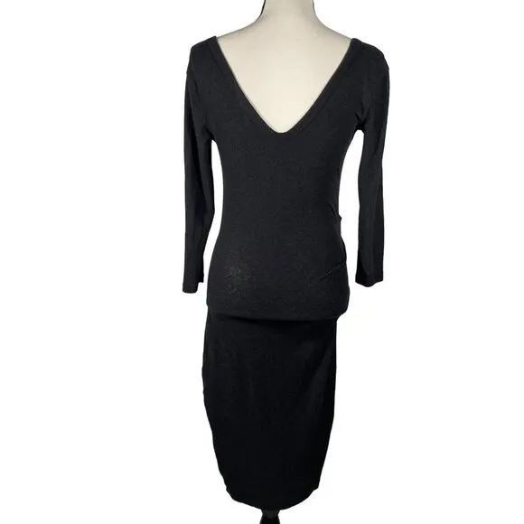 James Perse Standard ruched soft cotton blend midi dress