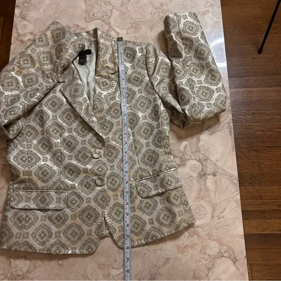 J.Crew Collection Metallic Blazer Jacket Silk Blend 2 Button Size 4