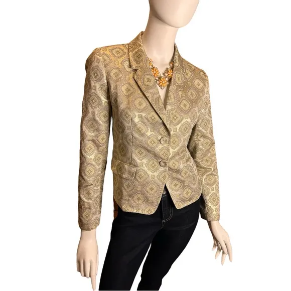 J.Crew Collection Metallic Blazer Jacket Silk Blend 2 Button Size 4
