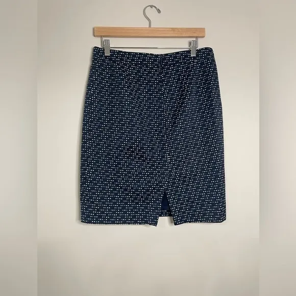 J.Crew Factory The Pencil in Navy Blue Jacquard Cotton Blend Skirt