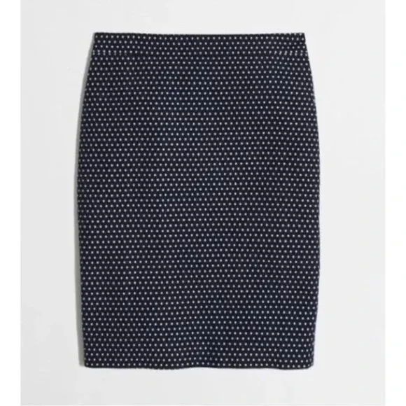 J.Crew Factory The Pencil in Navy Blue Jacquard Cotton Blend Skirt