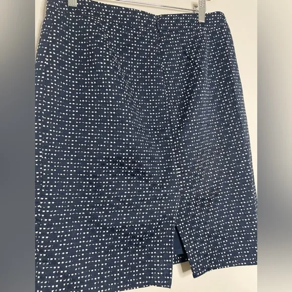 J.Crew Factory The Pencil in Navy Blue Jacquard Cotton Blend Skirt
