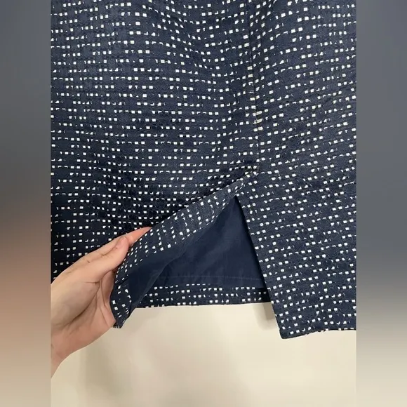 J.Crew Factory The Pencil in Navy Blue Jacquard Cotton Blend Skirt