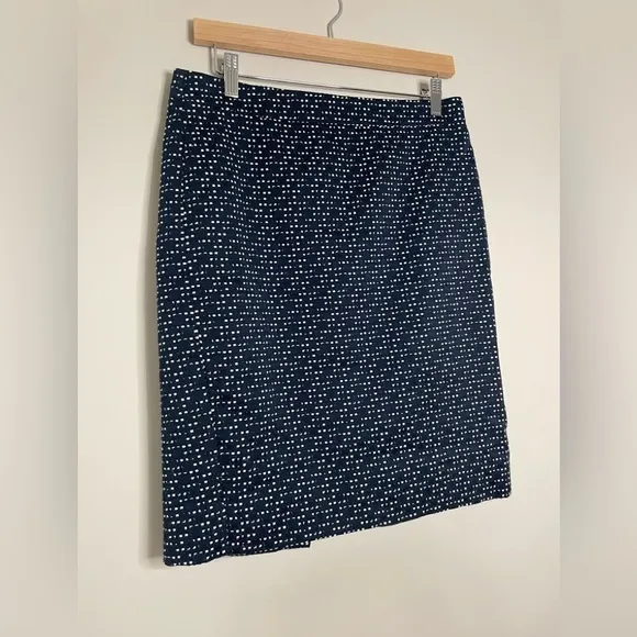 J.Crew Factory The Pencil in Navy Blue Jacquard Cotton Blend Skirt