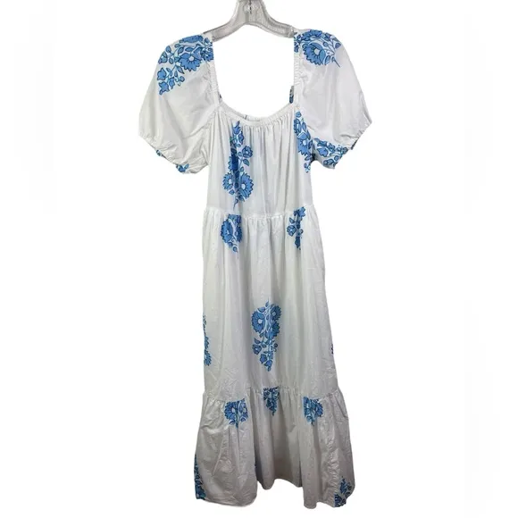 J.Crew Floral puff-sleeve tiered midi dress