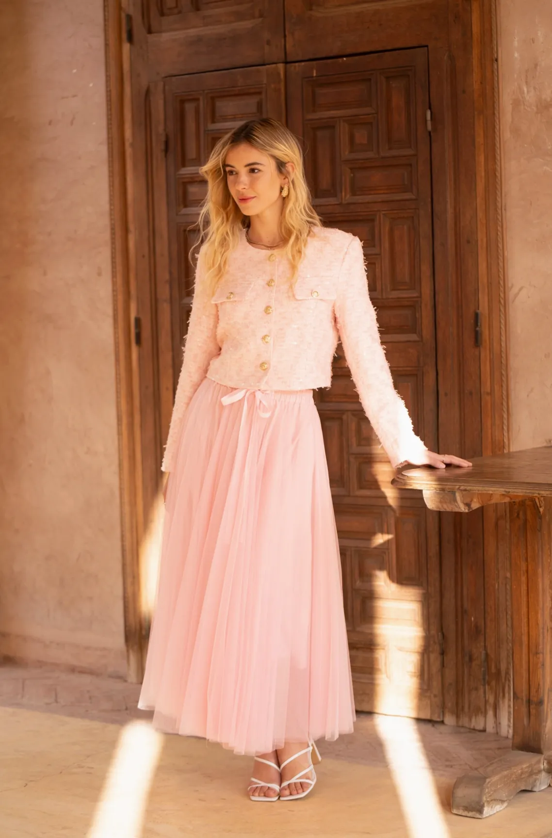 Jenny Short Tweed Jacket-Pink