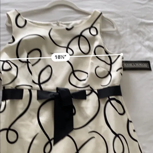 Jessica Howard black and ivory dress with black ribbon size 14 NWT