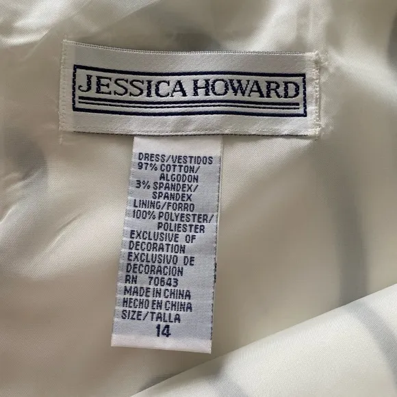 Jessica Howard black and ivory dress with black ribbon size 14 NWT