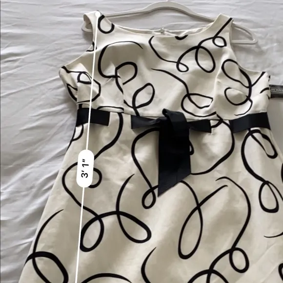 Jessica Howard black and ivory dress with black ribbon size 14 NWT